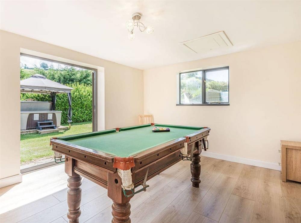 Games room at Hill View Lodge in Heyope, near Knighton, Powys