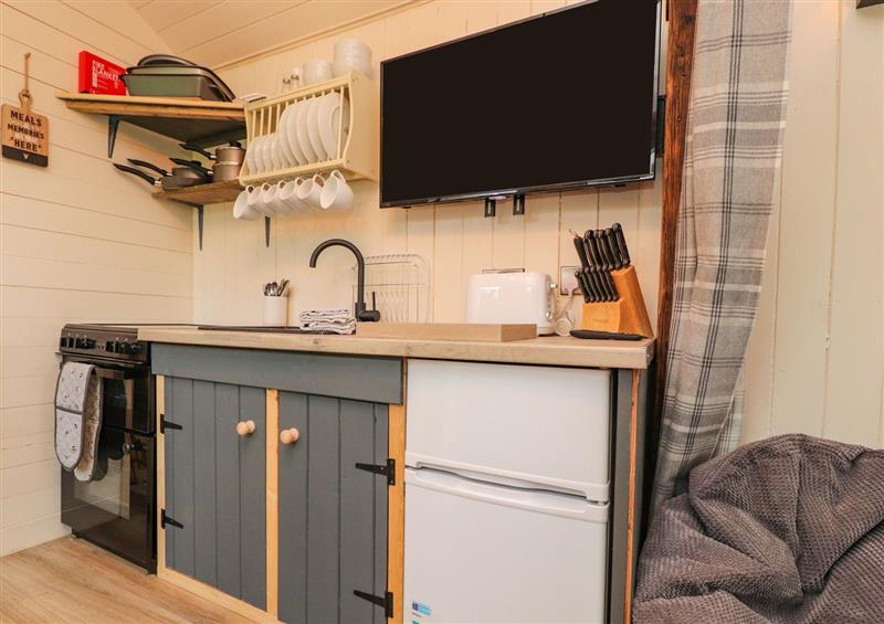 This is the kitchen at Hillcrest Shepherds Hut, Chipping