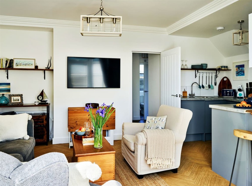 Open plan living space at Hillcroft House in Bude, Cornwall