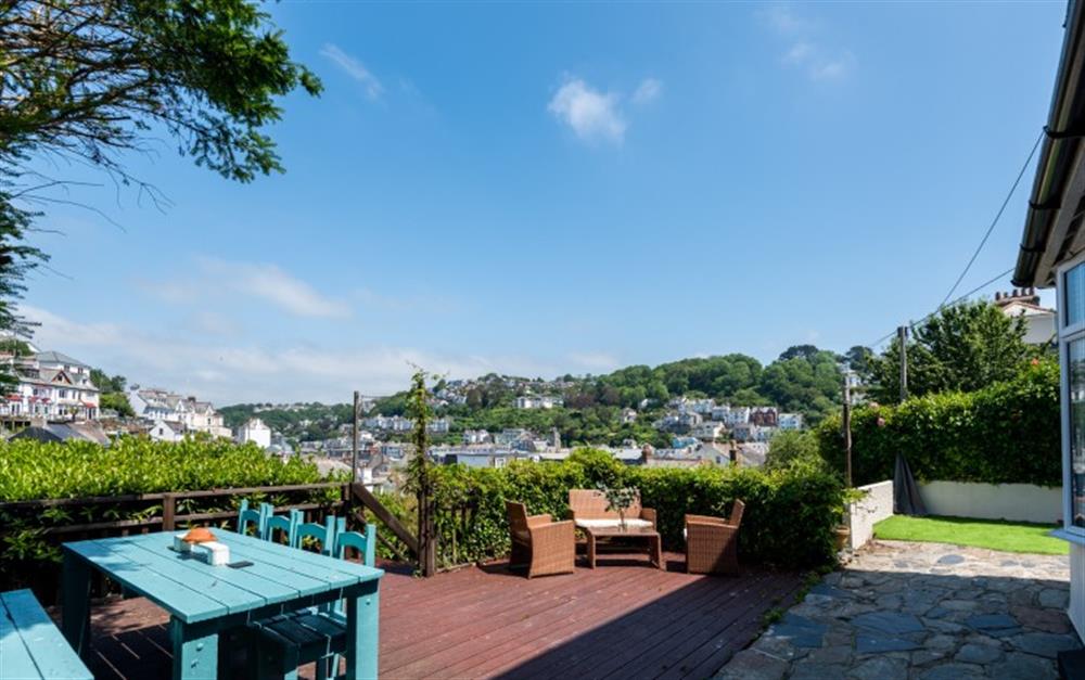Views of the gardens and Looe estuary from the front door at Hillrise in Looe