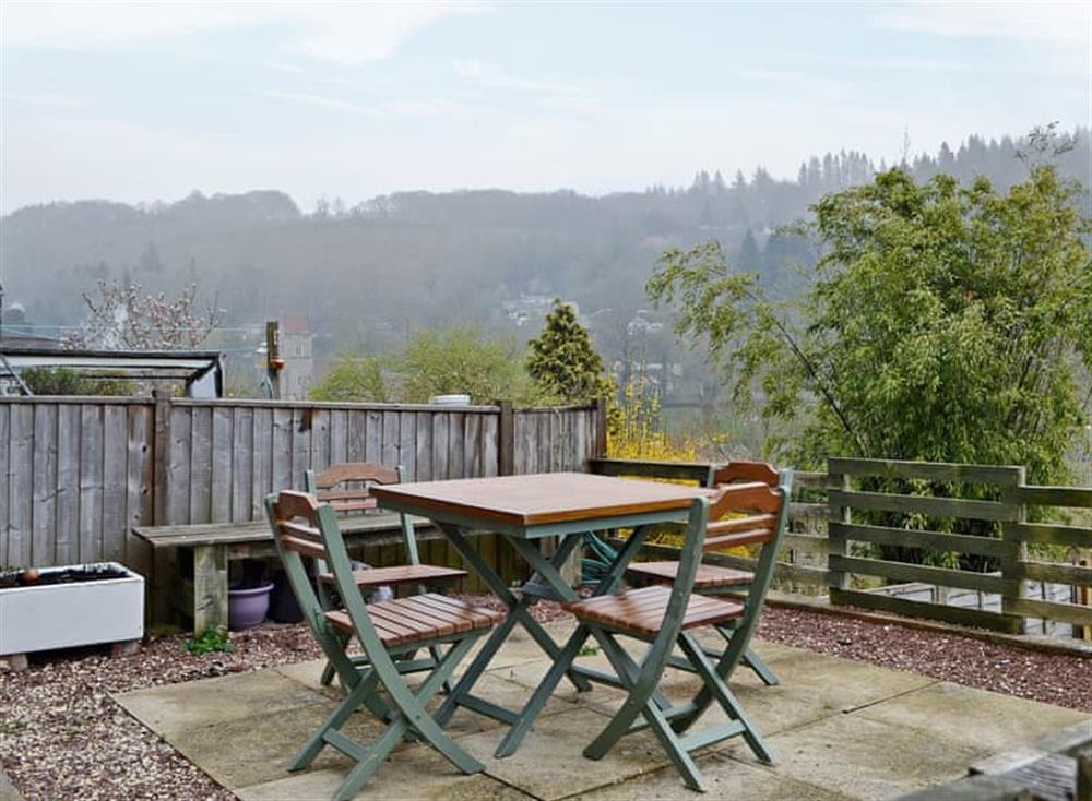 Relaxing sitting-out-area at Hillside Cottage in Lydbrook, near Gloucester, Gloucestershire