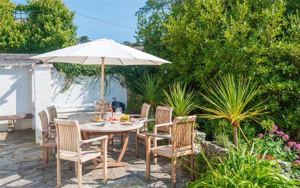 Al fresco dining and scenic views. at Hillside House in East Portlemouth
