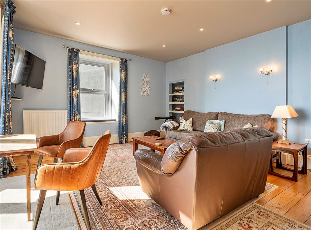 Living area at Hilltop Barn House in Beaumaris, Gwynedd