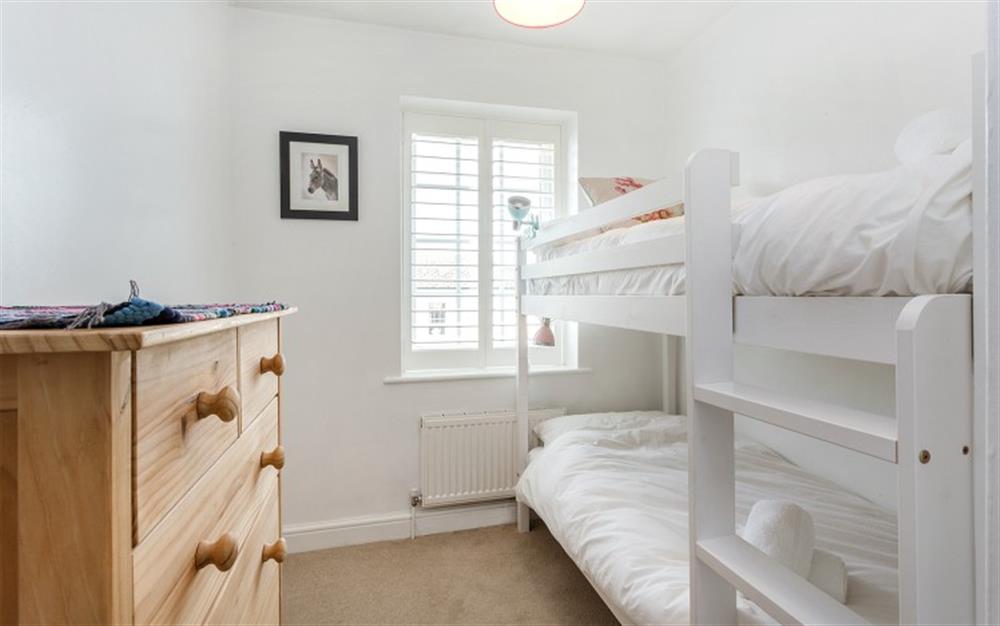 Bedroom 3 with 3ft wide bunk beds - length 5ft 6inch. at Hilltop Cottage in Lyme Regis