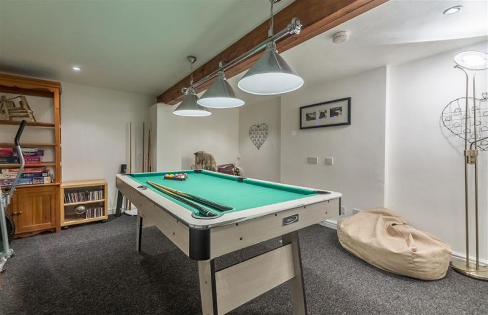 Basement:: Games room with pool table, darts, exercise bikes and various games at Holland House, Docking near Kings Lynn