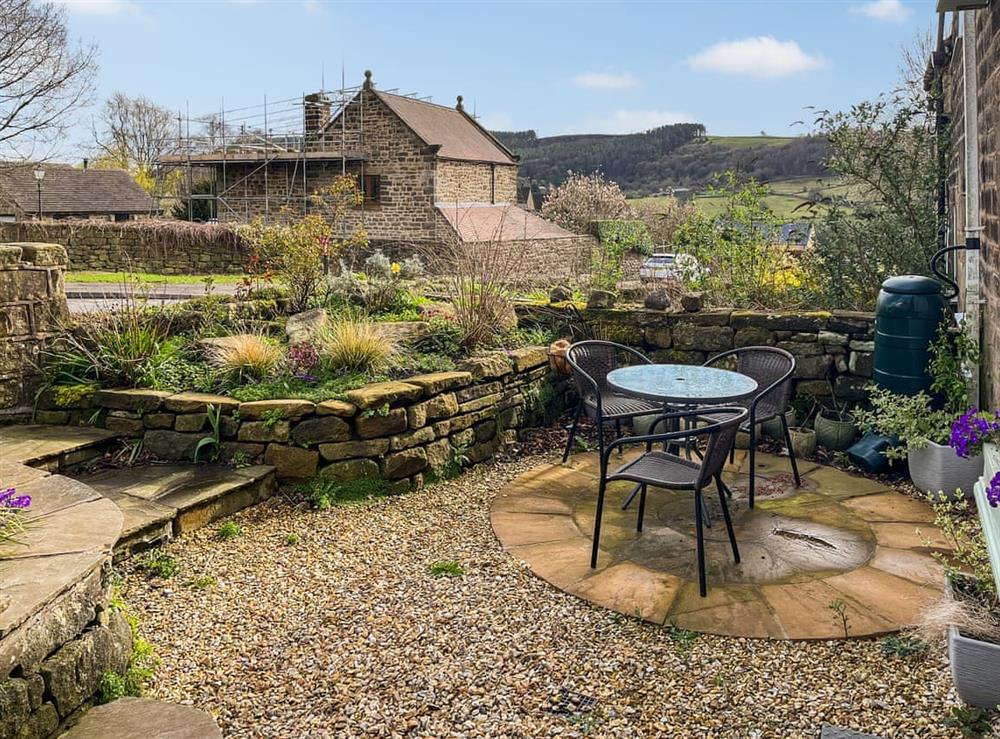 Sitting-out-area at Holly Cottage in Ashover, near Matlock., Derbyshire