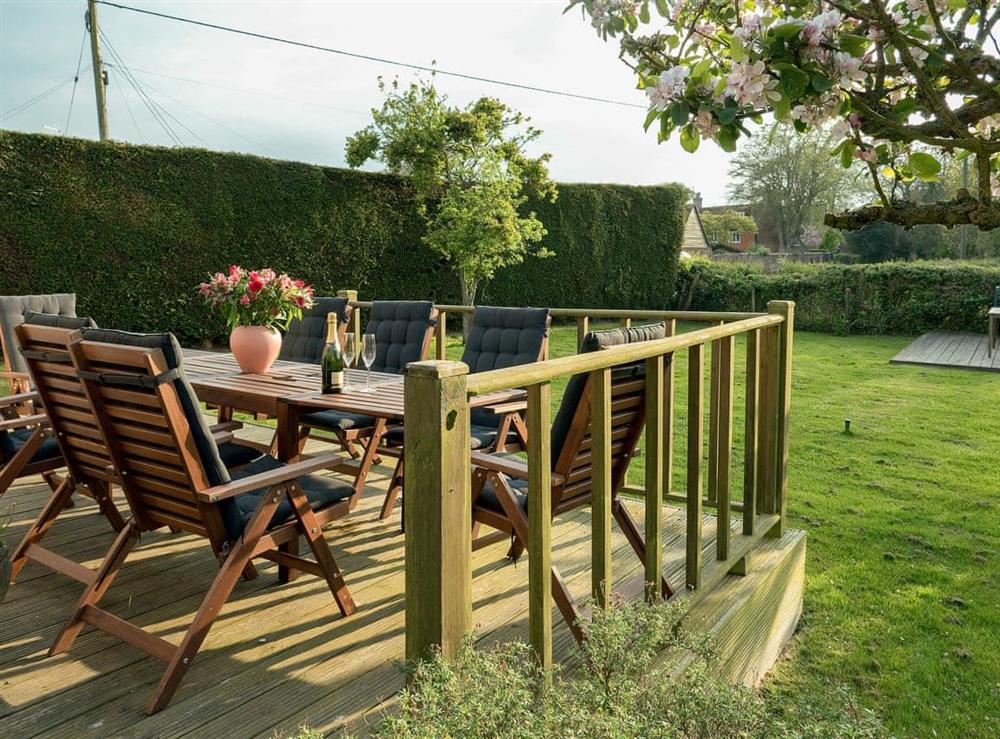 Charming decked area in the garden at Holly Cottage in Pett, E. Sussex., East Sussex