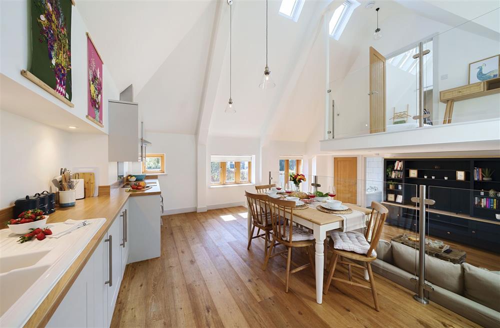 The high ceilings add to the sense of space at Hollybank Barn, Dorchester