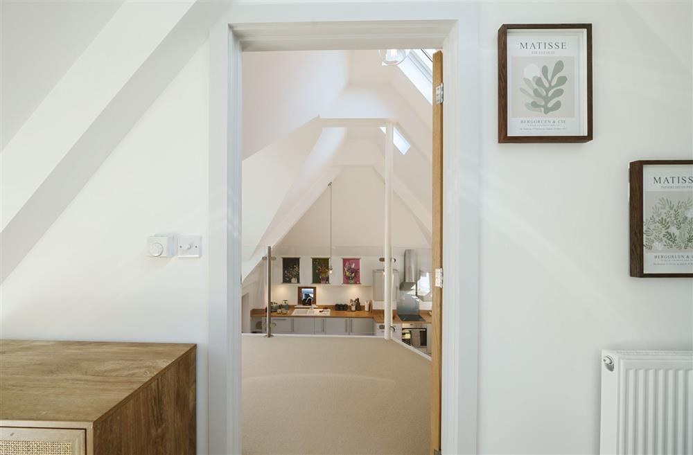 The mezzanine seen from the first floor bedroom at Hollybank Barn, Dorchester