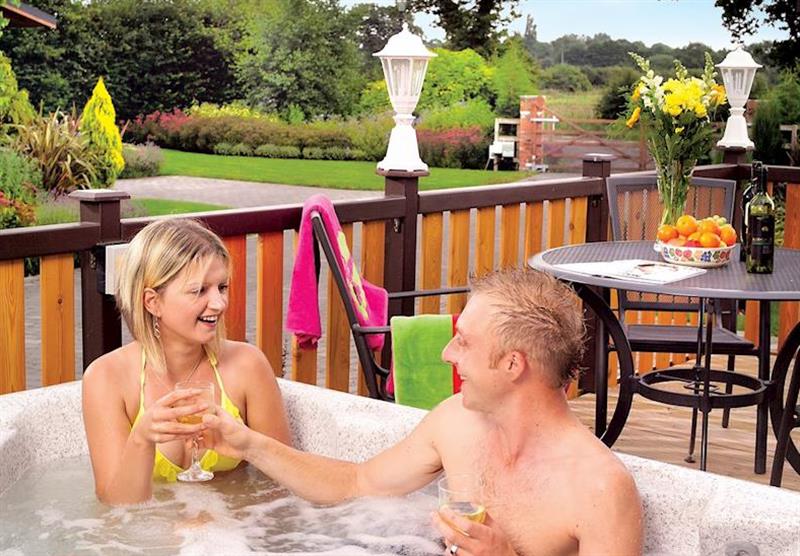 The lodges have a private hot tub at Hollybrook Lodges in Easingwold, Yorkshire