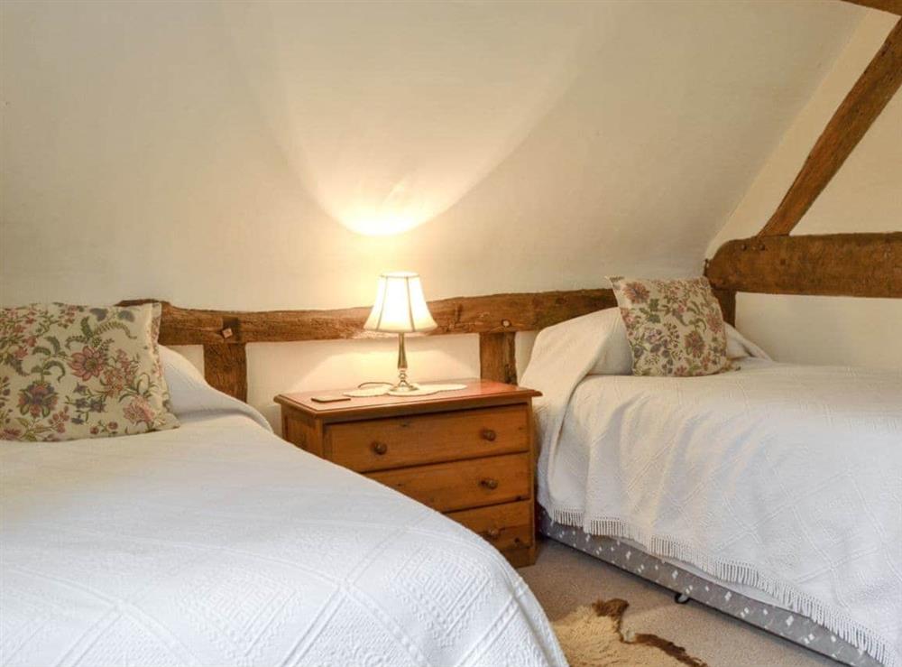 Cosy twin bedroom at Hollywall Croft in Stoke Prior, near Leominster, Herefordshire