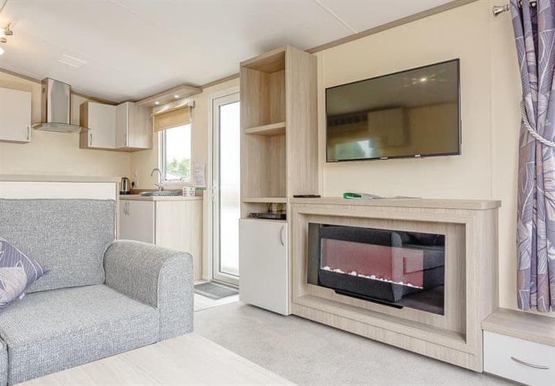 Living room in the Platinum Caravan Four Plus VIP at Holmans Wood in Chudleigh, South Devon