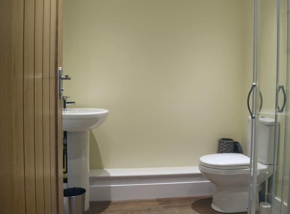 En-suite with shower cubicle at Waxwing Cottage, 