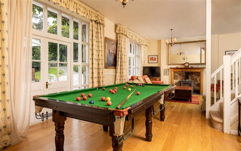 The living room complete with a billiards table! at Holne Chase Carriage House in Ashburton