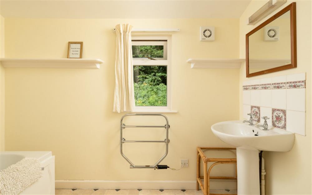 Another view of the twin bedroom's ensuite bathroom. at Holne Chase Grooms Cottage in Ashburton