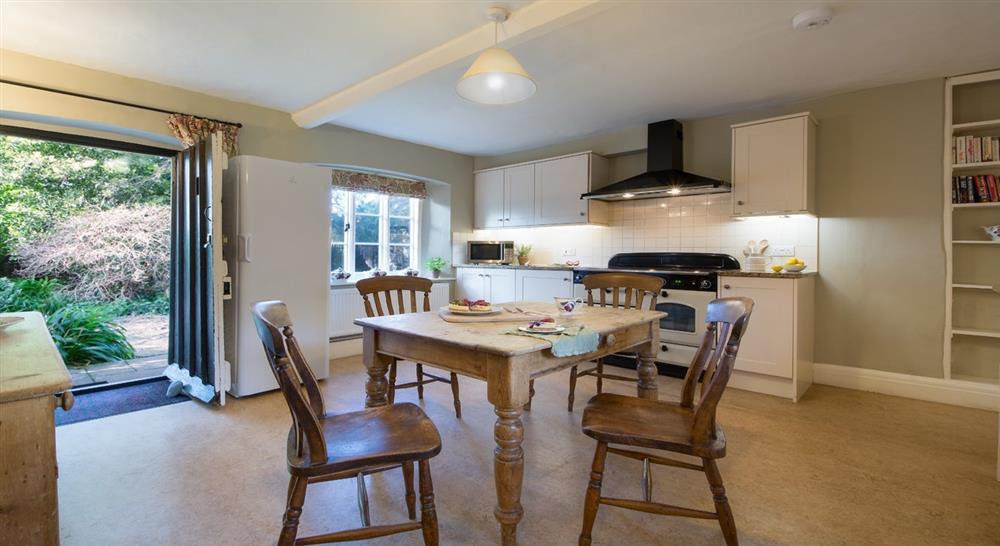Kitchen and dining area at Holnicote Lower House in Minehead, Somerset