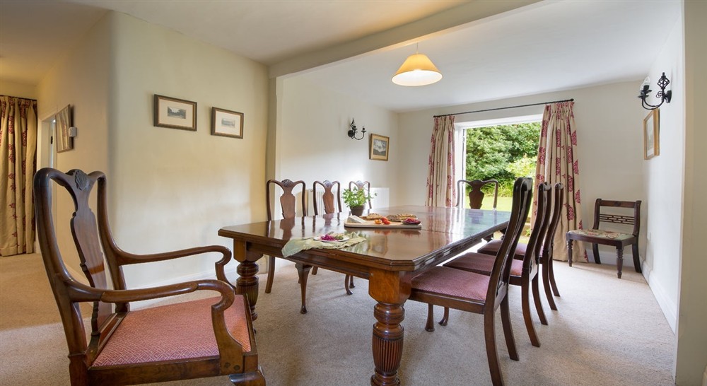 The large dining room at Holnicote Lower House in Minehead, Somerset