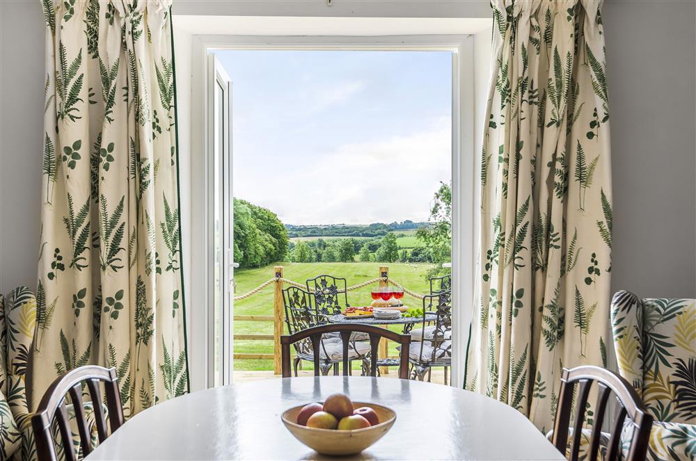 Ground floor: Expansive views from the french doors at Holway Cottage, Cattistock