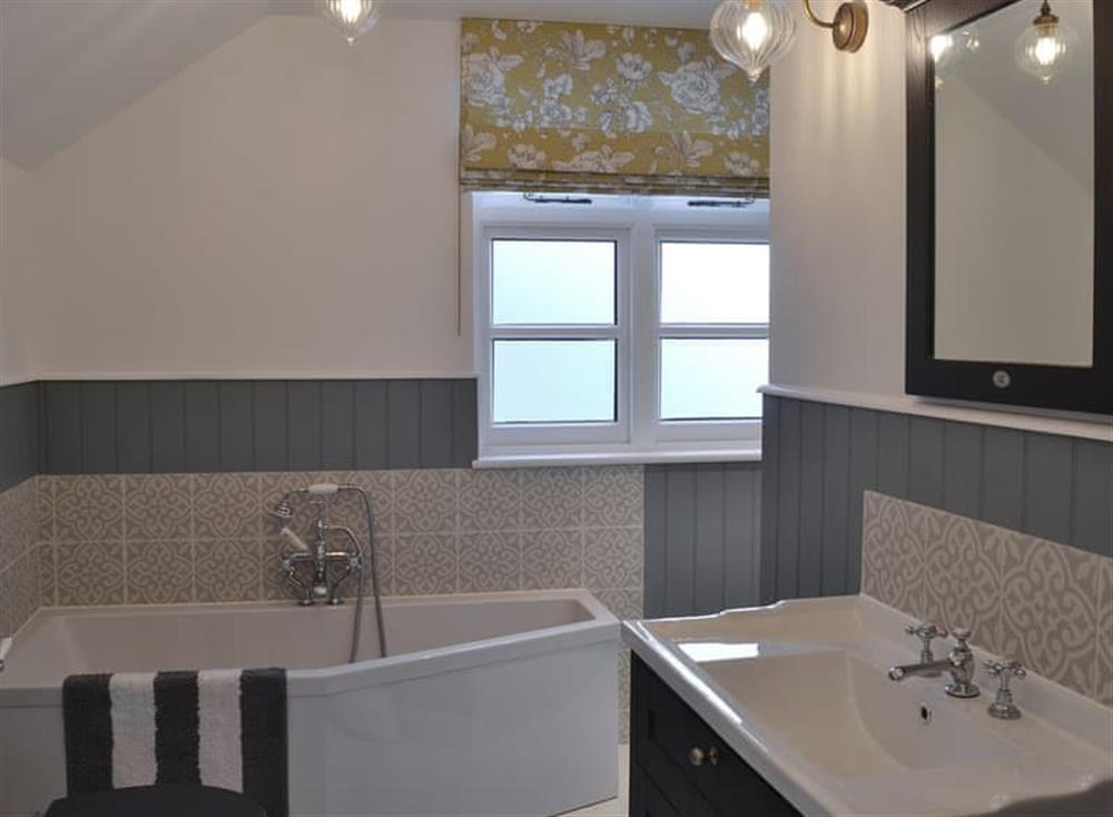 Bathroom with separate shower at Home Cottage in Barbrook, near Lynton, Devon