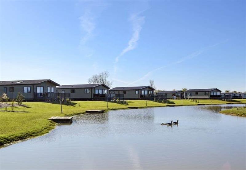 Lake side lodges at Home Farm Park Lakeside Retreat in Burgh le Marsh, Lincolnshire