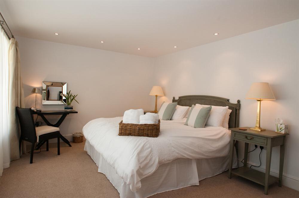 Master double bedroom on ground floor with 6' bed at Homefield House in Nr Kingsbridge, Devon