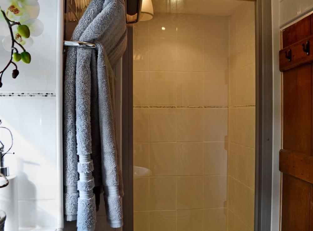 Shower room with shower cubicle at Honey Meadow Cottage in Sharpthorne, near Haywards Heath, West Sussex