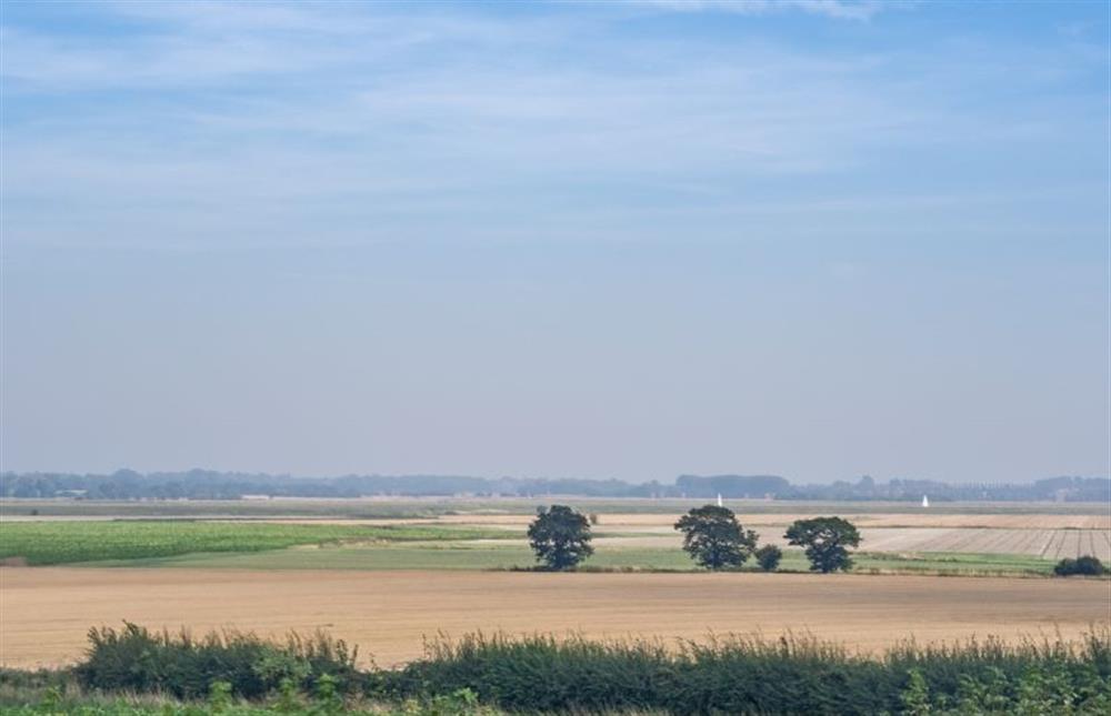 Views across the fields to the River Deben at Honeypot Cottage, Falkenham