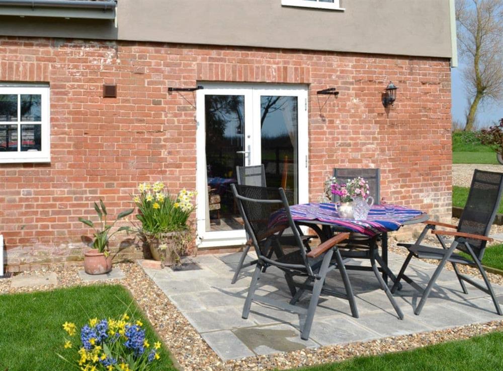 Patio at Honeypot Cottage in Metfield, near Harleston, Suffolk