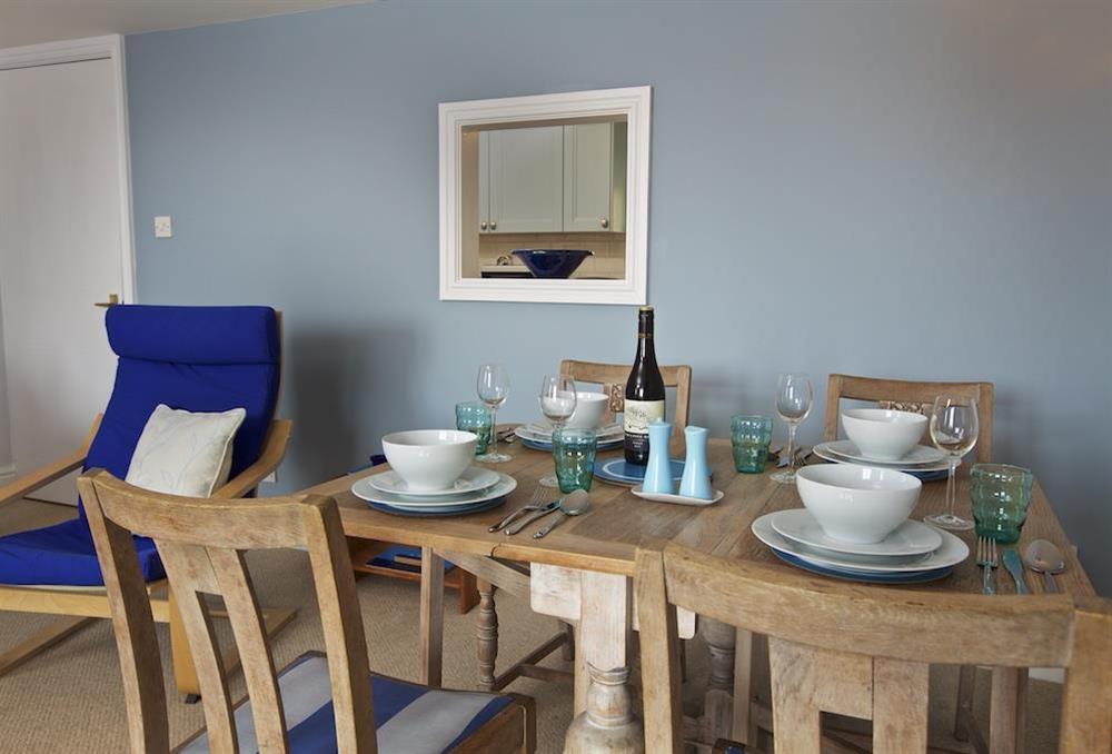 Dining table and chairs seating four at Honeysuckle Cottage in Bigbury, Kingsbridge