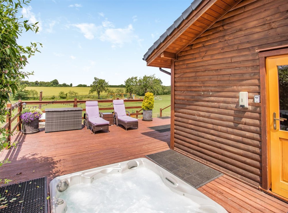 Hot tub at Honeysuckle Lodge in Hadleigh, Suffolk