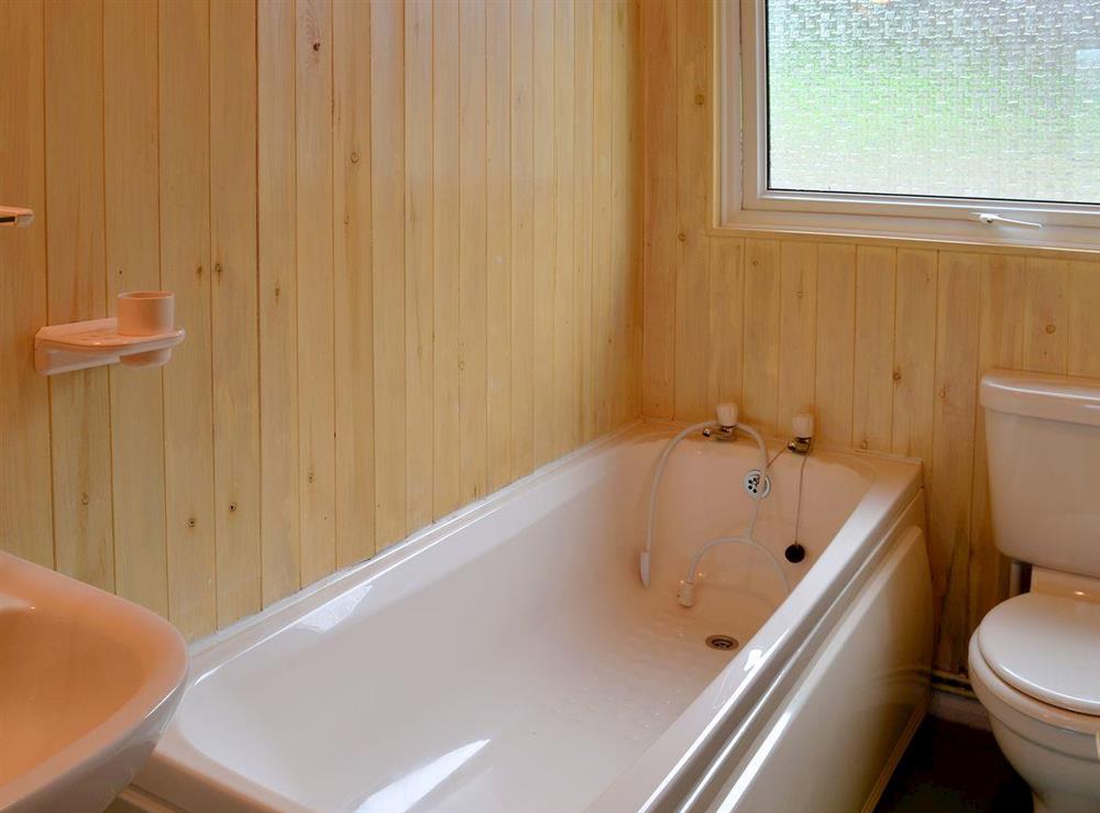 Bathroom at Honeysuckle Lodge in Woolfardisworthy, near Hartland, Devon