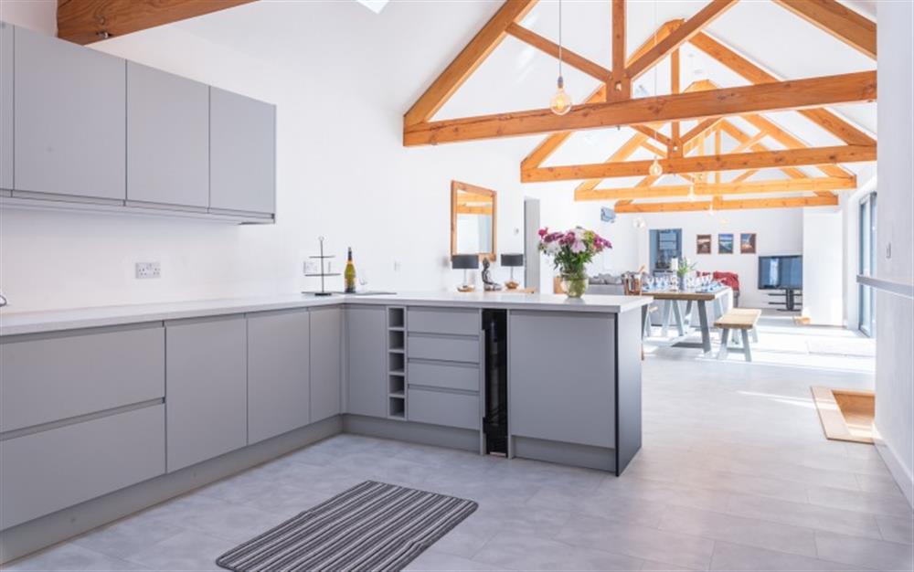 Contemporary kitchen area at Hook Farm in Lyme Regis