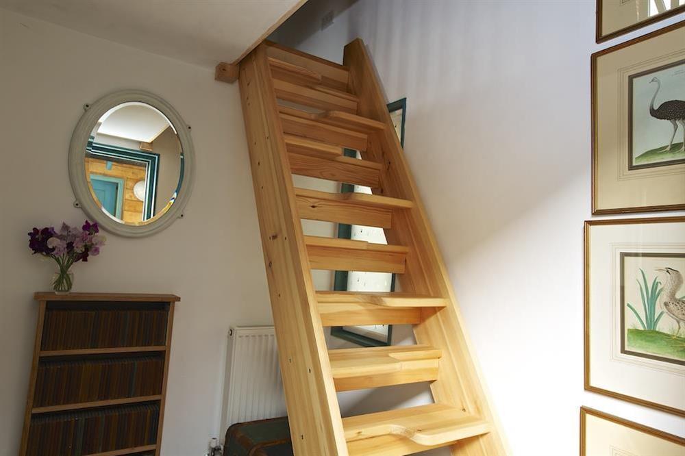 'Ladder' stairs up to bedroom (Pump House) at Hope Cottage (Loddiswell) in Loddiswell, Nr Kingsbridge