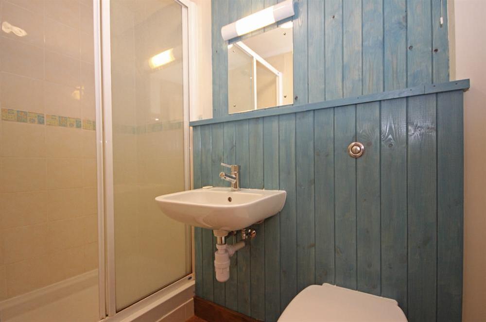 Upgraded (2017) shower room adjacent to the twin bedroom at Hope Cottage (Loddiswell) in Loddiswell, Nr Kingsbridge