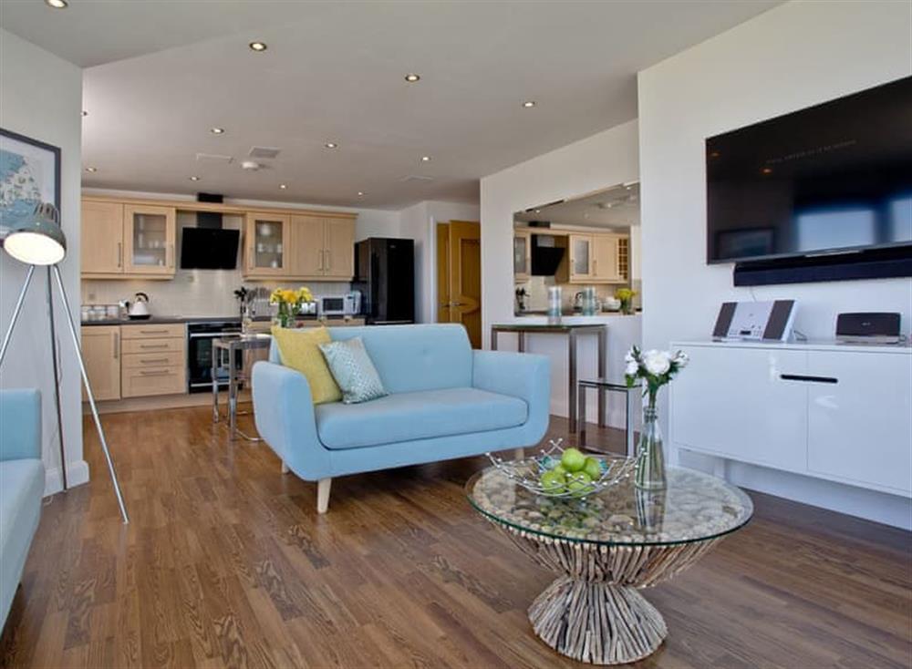 Open plan living space at Horizons View Penthouse in , Newquay