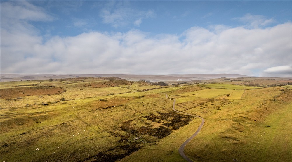 An aerial view of the area surrounding Housesteads, Northumberland at Housesteads in Hexham, Northumberland