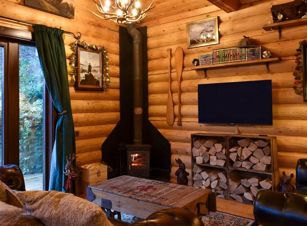 Living room at Howburn Log Cabin in Melkridge, Northumberland