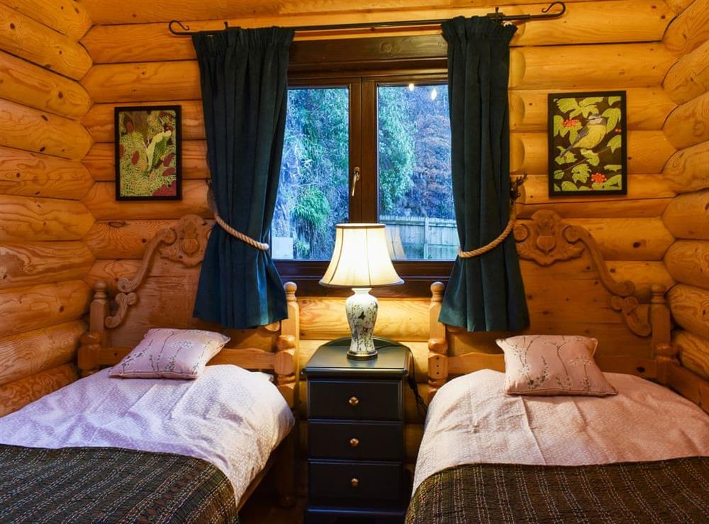 Twin bedroom at Howburn Log Cabin in Melkridge, Northumberland