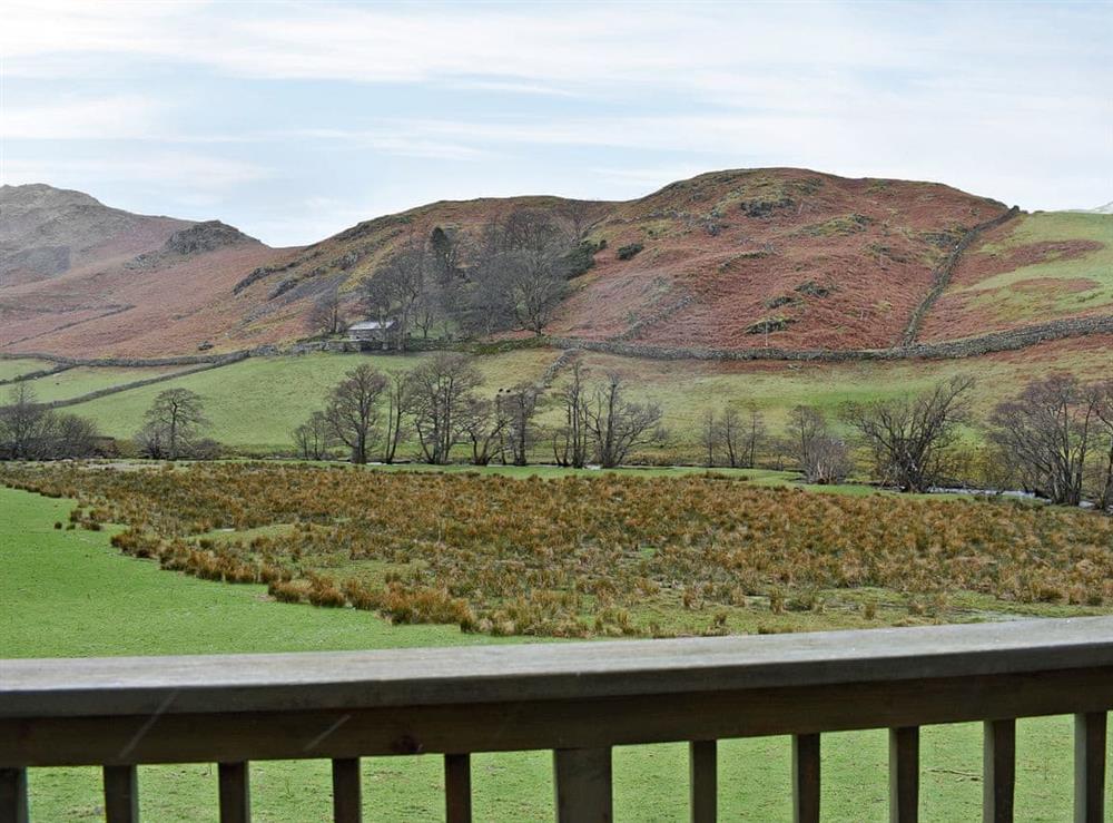 Incredible views from the balcony at Howegrain Lodge in Pooley Bridge, near Ullswater, Cumbria
