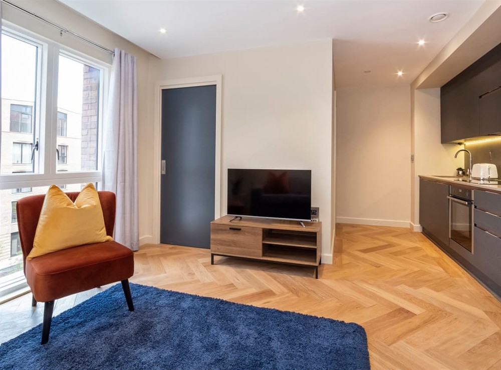 Open plan living space at Hudson 28 in York, North Yorkshire