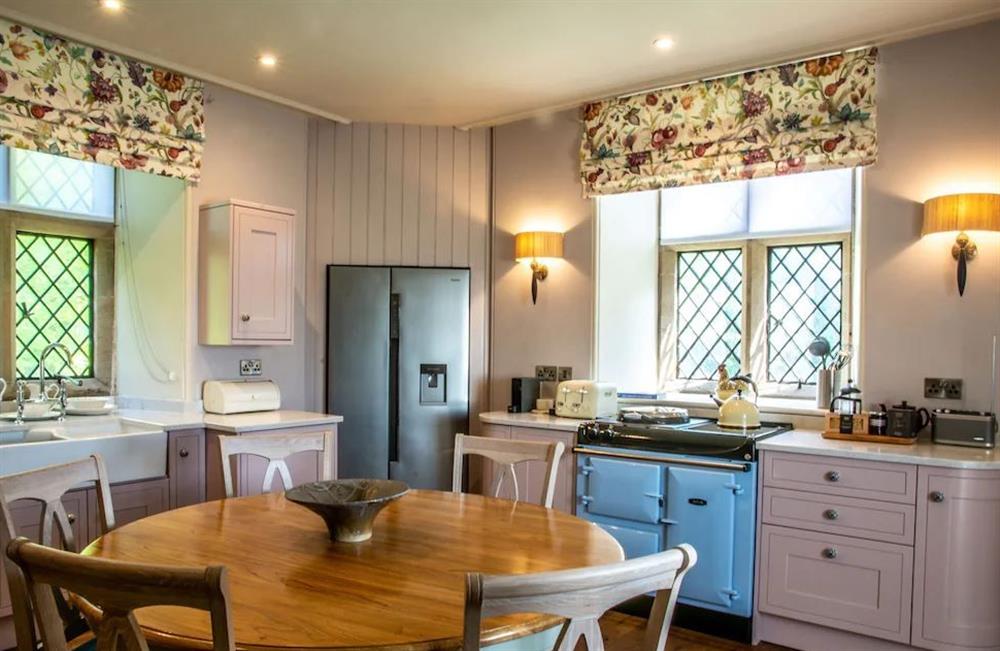 The well-equipped kitchen with electric Aga at Hunting Tower, Chatsworth Estate, Baslow, Nr Bakewell