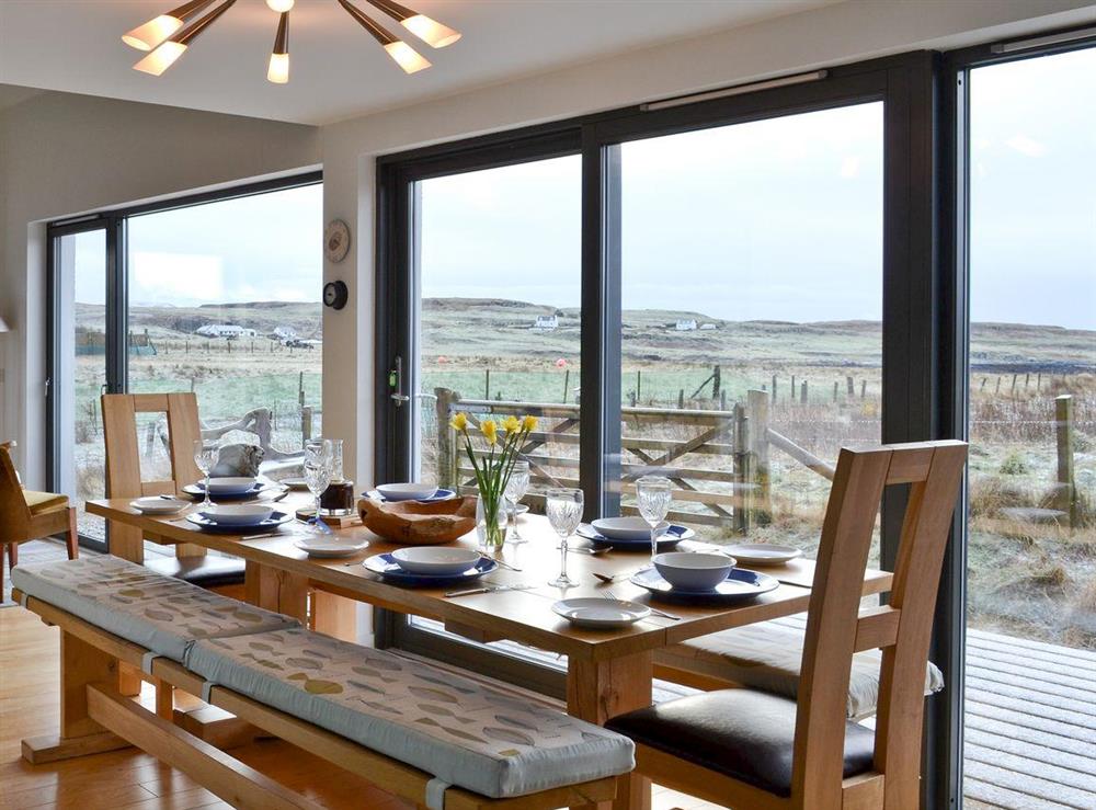 Open plan dining area with great views at Hygge in Isle of Skye, Isle Of Skye