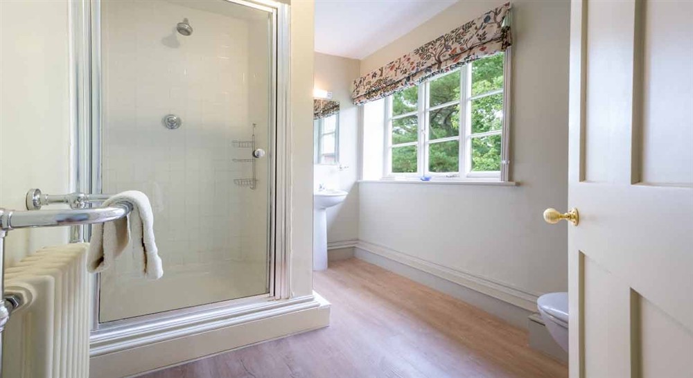 The family shower room at Ickworth Keeper's Cottage in Bury St. Edmunds, Suffolk
