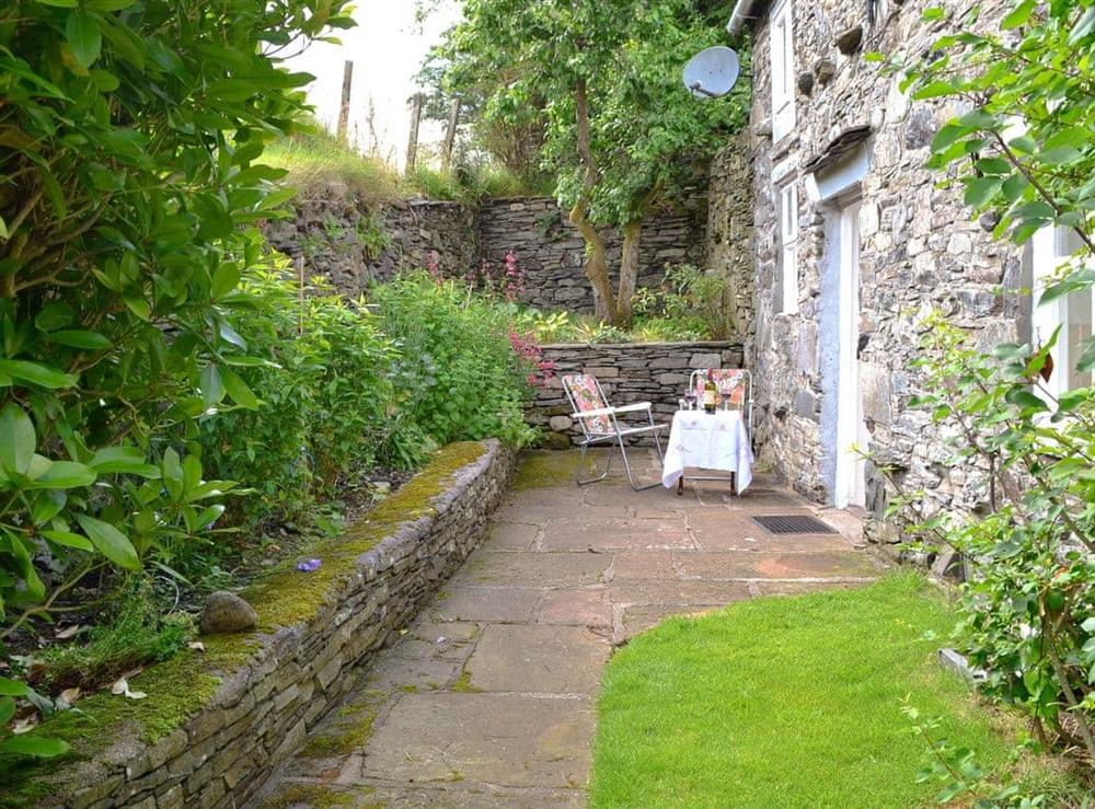 Small garden area at Ingle Neuk Cottage in Bowscale, near Keswick, Cumbria
