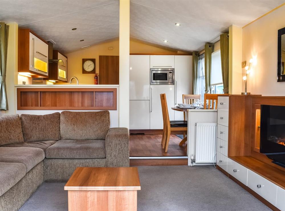 Open plan living space at Inglenook Lodge in Lamplugh, Cumbria