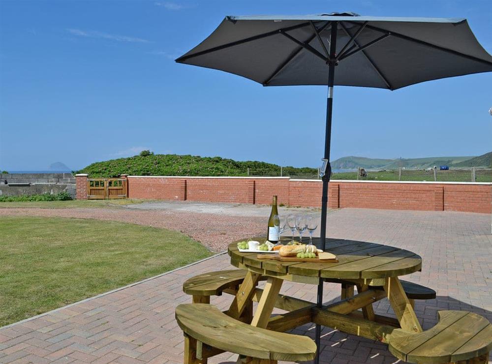 Relaxing sitting-out-area with wonderful views at Ingleside in Ballantrae, near Girvan, Ayrshire