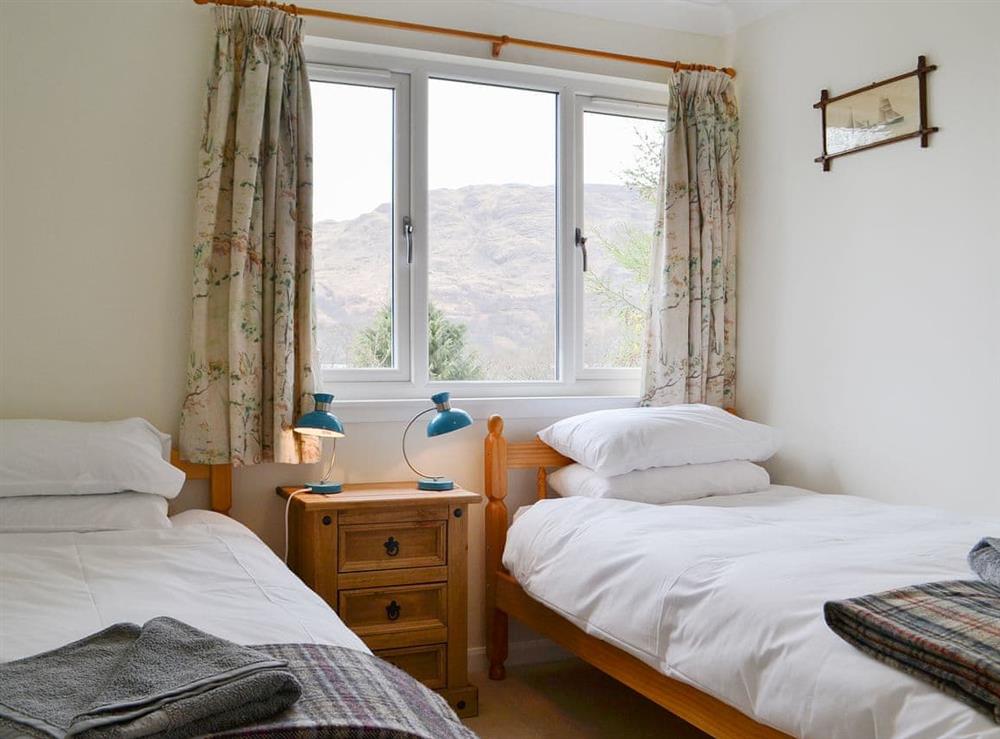 Comfortable twin bedded room at Invernoe Cottage in Taynuilt, near Oban, Argyll and Bute, Scotland