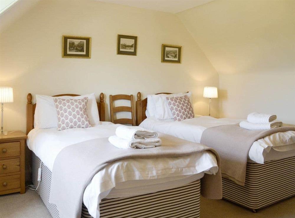 Comfortable twin bedroom at Islabank Farmhouse in Meigle, Perthshire., Great Britain
