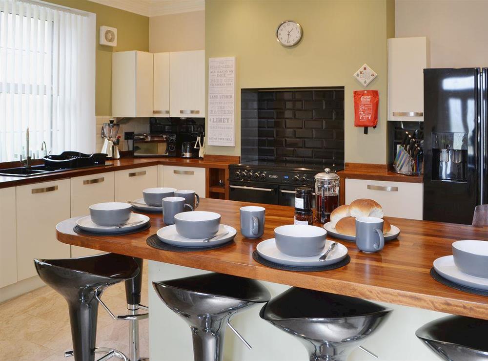 The luxurious kitchen is roomy and well-equipped at Island View in Amble, Northumberland
