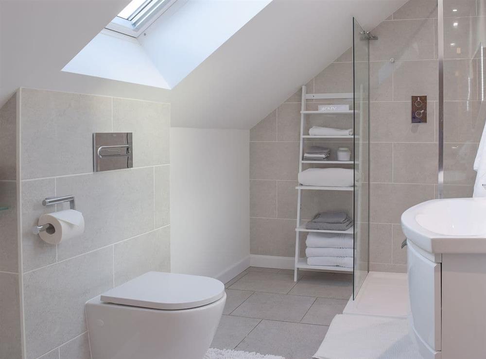 En-suite shower room with heated towel rail at Ivy Bush Cottage in New Moat, near Narberth, Pembrokeshire, Dyfed